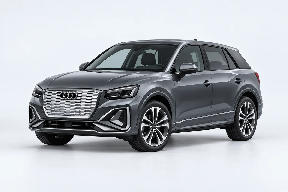 Audi Q2 L e-tron — вид спереди в три четверти