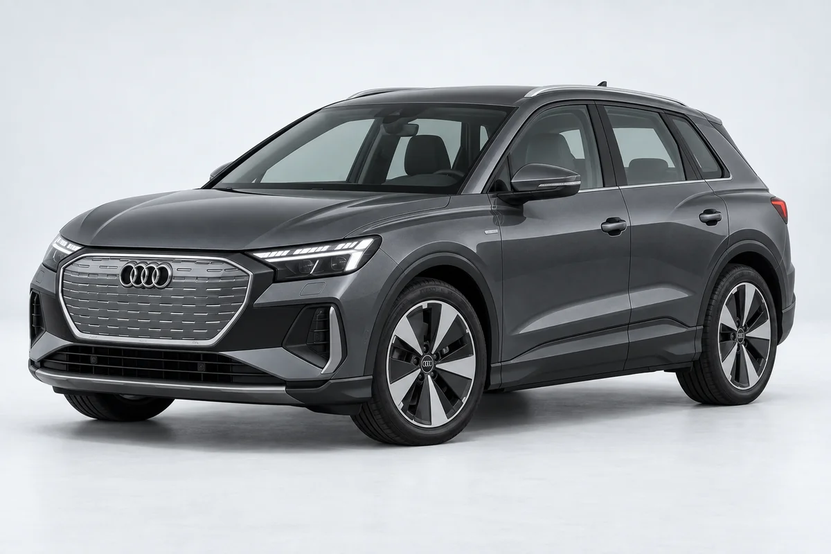 Audi Q4 e-tron — вид спереди в три четверти