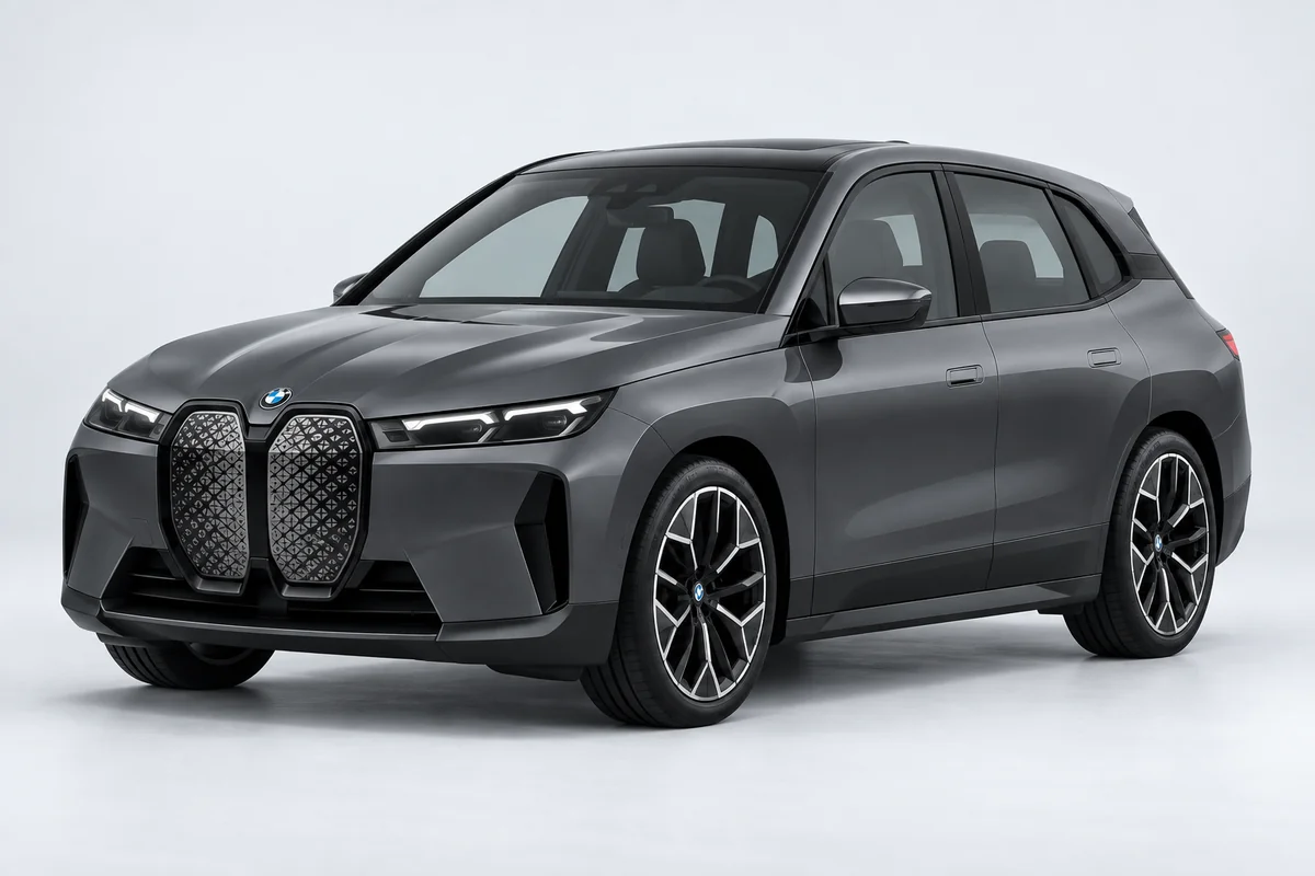 BMW iX — вид спереди в три четверти