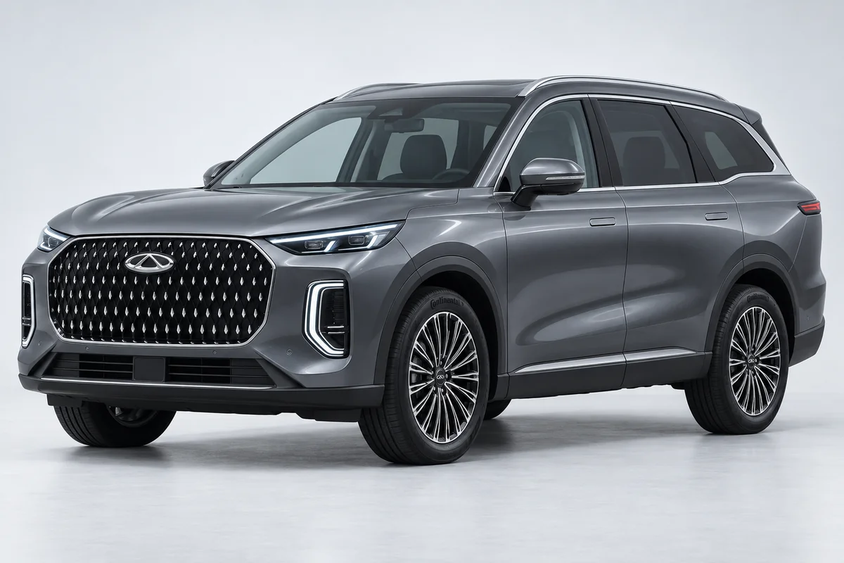 Chery Tiggo 9 — вид спереди в три четверти