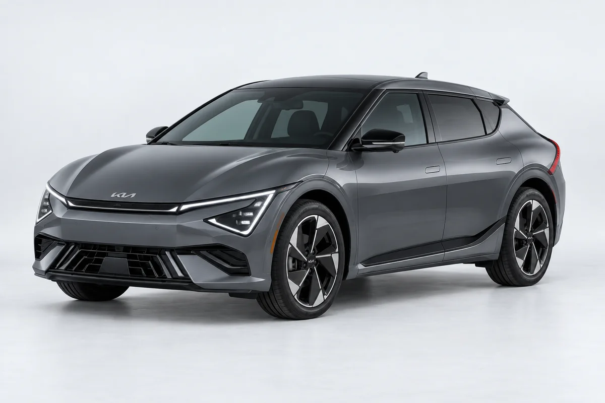 Kia EV6 — вид спереди в три четверти