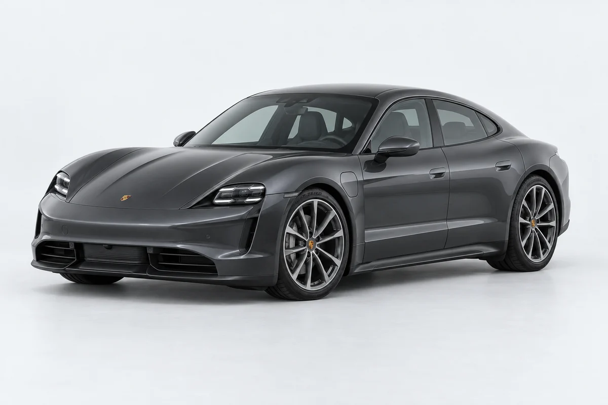 Porsche Taycan — вид спереди в три четверти