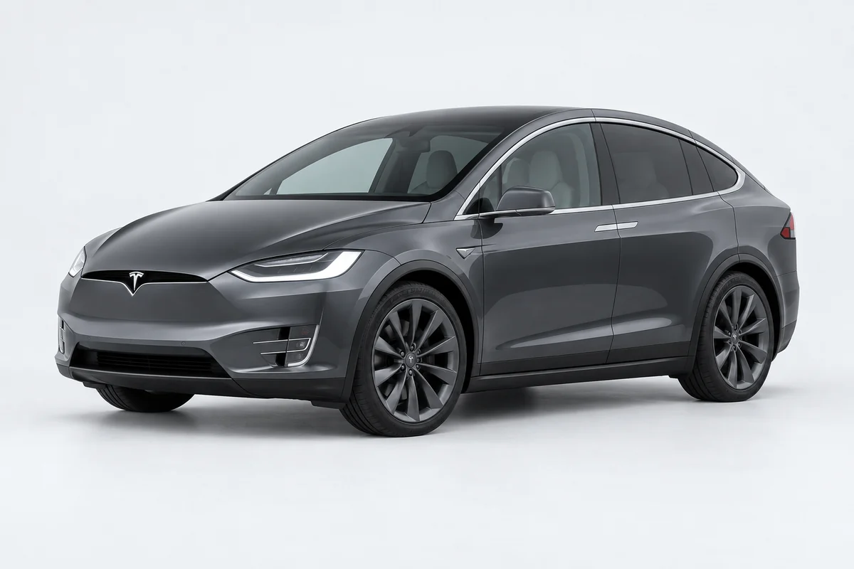 Tesla Model X — вид спереди в три четверти