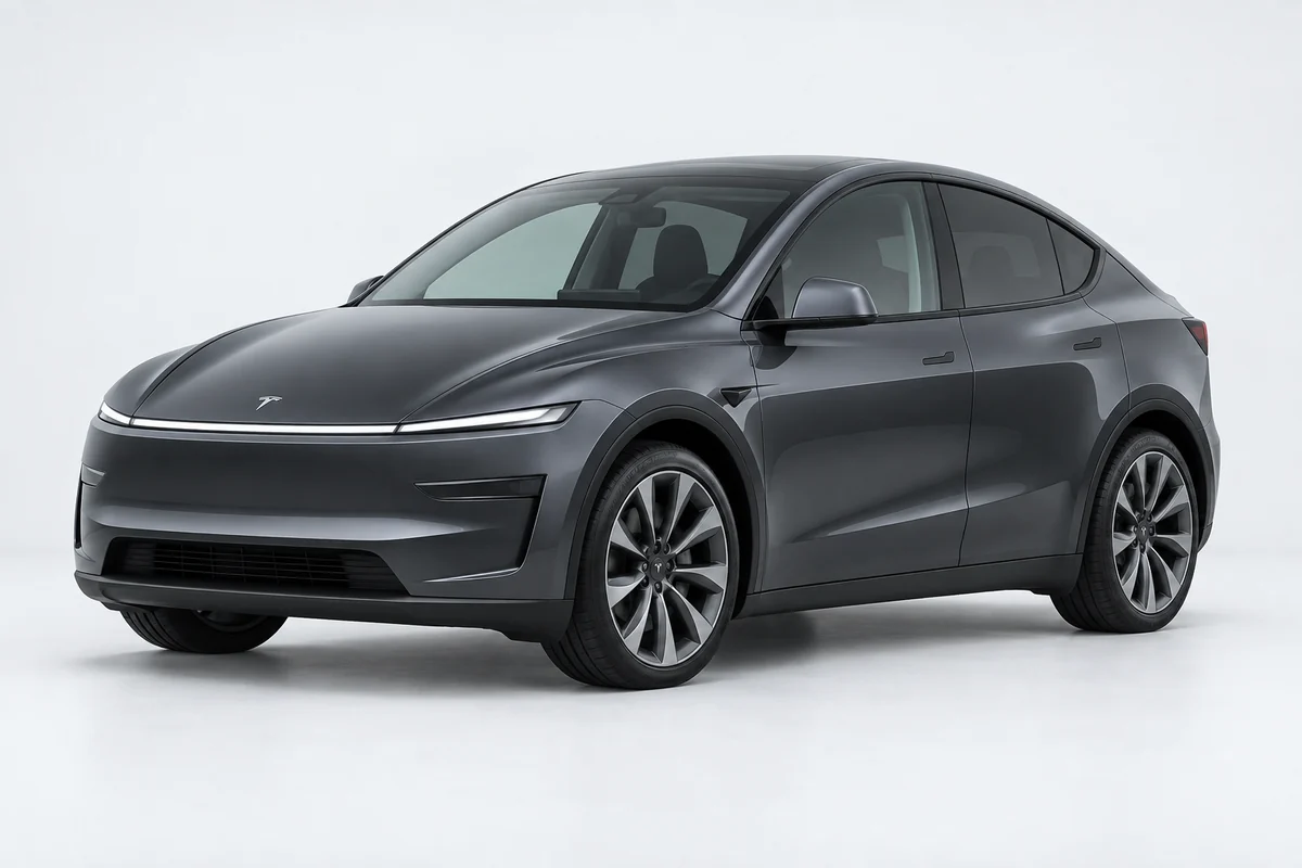 Tesla Model Y — вид спереди в три четверти