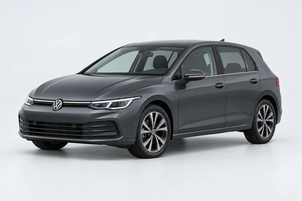 Volkswagen Golf — вид спереди в три четверти
