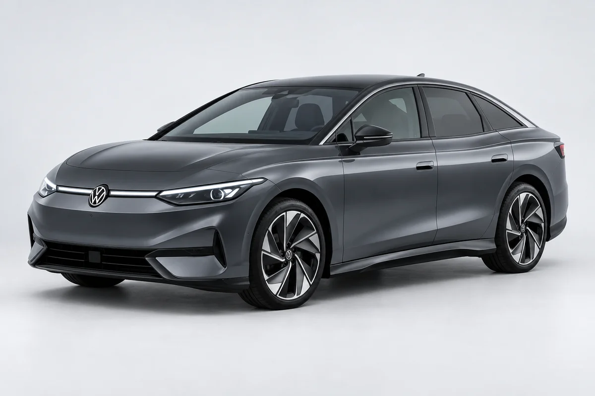 Volkswagen ID.7 — вид спереди в три четверти