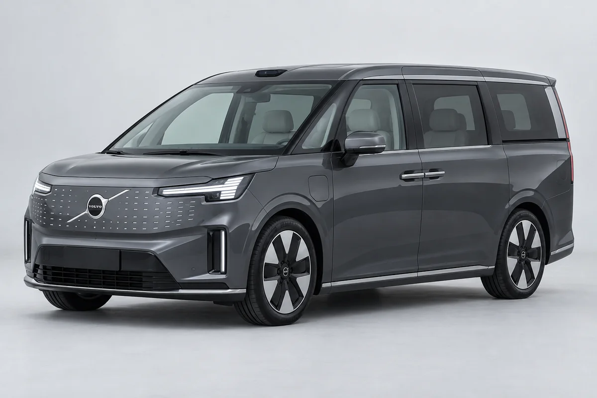 Volvo EM90 — вид спереди в три четверти