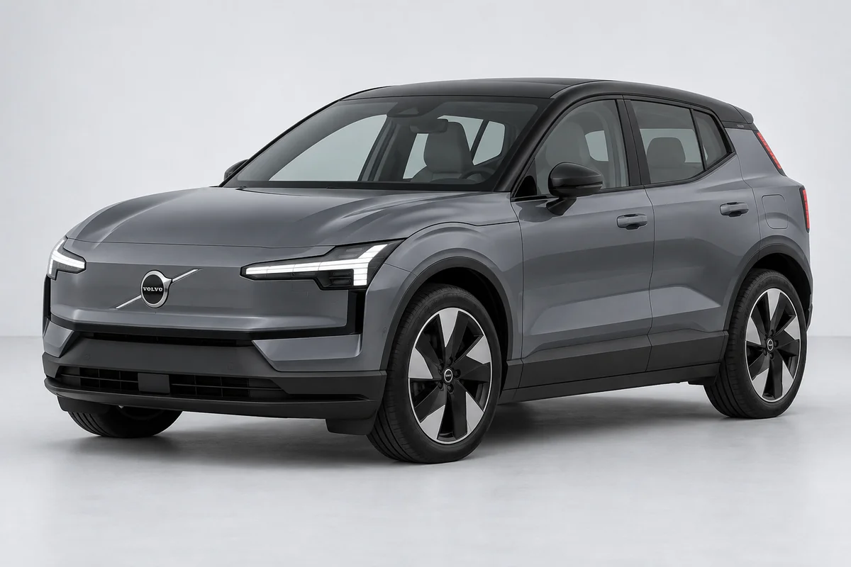 Volvo EX30 — вид спереди в три четверти