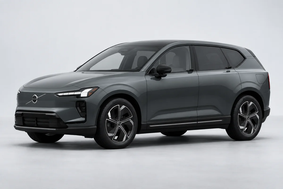 Volvo EX60 — вид спереди в три четверти